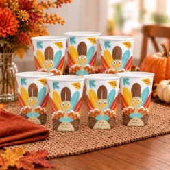 Gobble Thanksgiving Large 12oz Cups - 6 PK